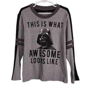 STAR WARS Kids Gray Long Sleeve Shirt Top 5/6‎ "This Is What Awesome Looks Like"